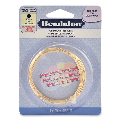 24 Gauge (0.51 mm) Round German Style Wire - 39.4 ft (12 m) - Gold Colour - 180A-024