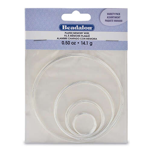 Memory Wire, Round, 4 Assorted Sizes, Silver Plated, 0.5 oz (14g) - Silver Plated - 347B-199
