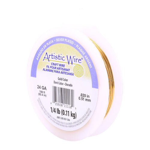 Silver Plated - Gold Color - 24 Gauge (.51 mm) - 198.0 ft (60.4 m) - AW1-24S-03-1/4#
