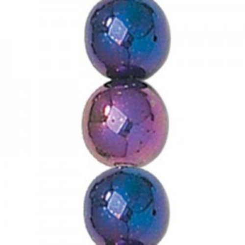 4mm - Purple Iris - Druk Round Beads - 44 Bead Strand - 21495-DK