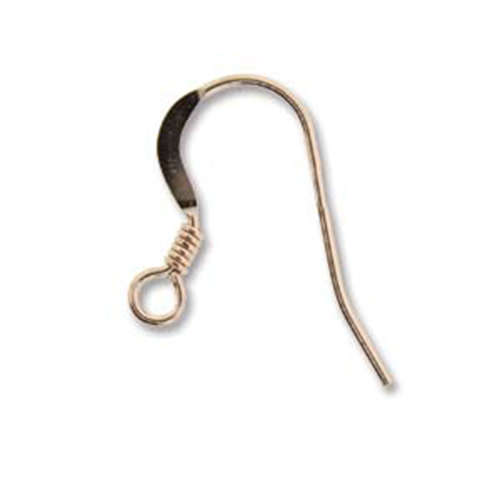 French Wire Ear Hook with Coil - Pair - Rose Gold Filled