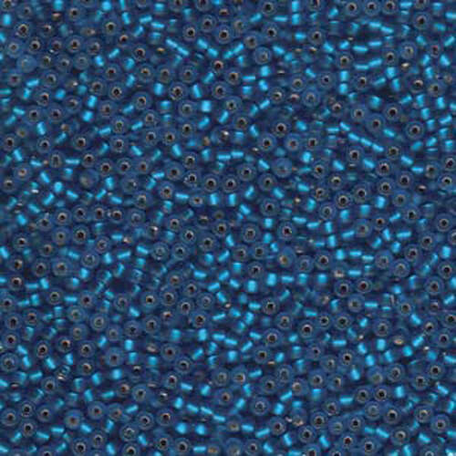Miyuki 11/0 Rocaille Bead - 11-925F - Matte Silver Lined Capri Blue