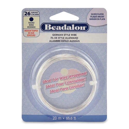 26 Gauge (0.41 mm) - Round German Style Wire - 65.6FT (20m) - Silver Plated - 180B-026