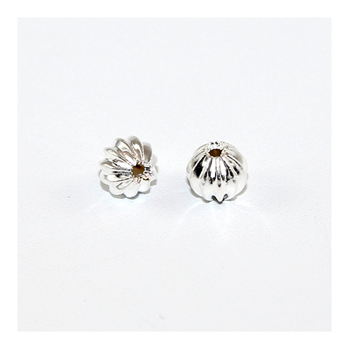 6mm Round Corrugated Bead - Silver