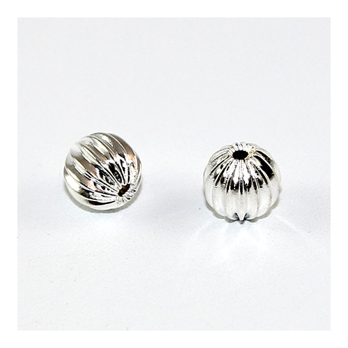 8mm Round Corrugated Bead - Silver