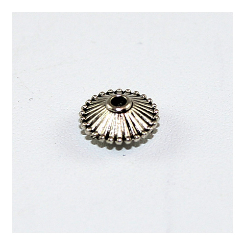 Striped Puffed Disc Spacer - Antique Silver