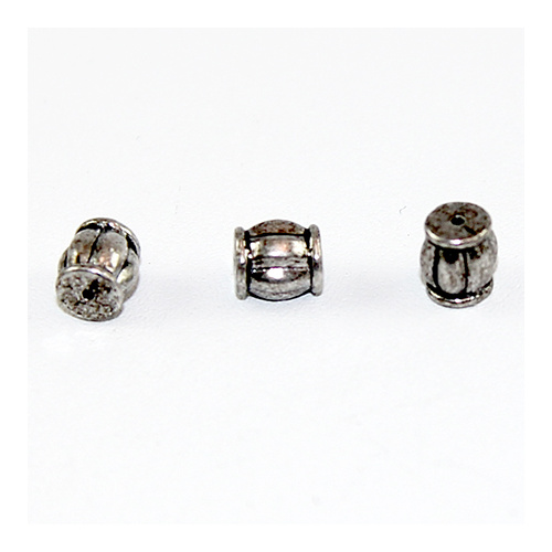 Striped Barrel Spacer Bead - Antique Silver