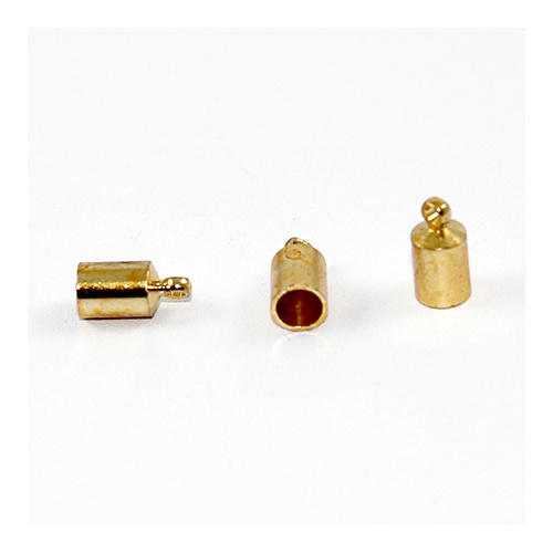4mm Brass Cord End - Glue in - Gold