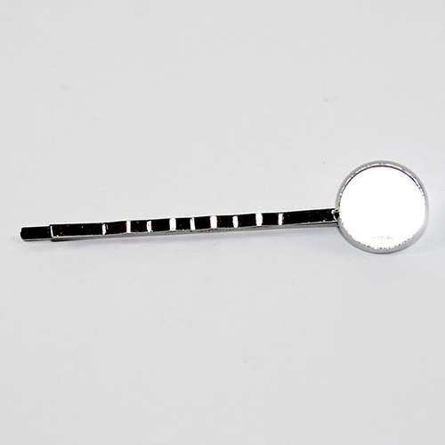 12mm Cabochon Setting Bobby Pin - Antique Silver Plated