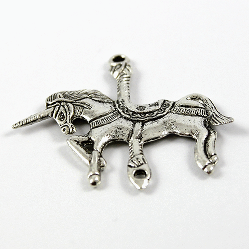 45mm Unicorn Pendant Connector - Antique Silver