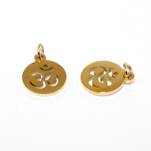 12mm Om Charm - 304 Stainless Steel - Gold