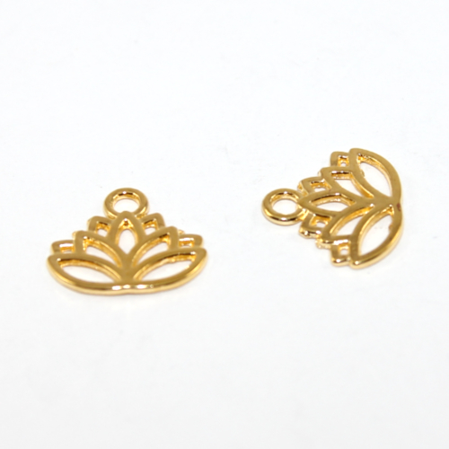 Lotus Flower Charm - Gold - 2 Pieces