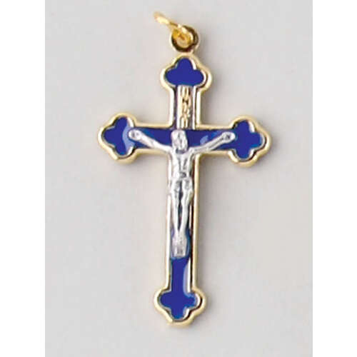 Crosses & Crucifixes - Crucifix - Blue Enamel 