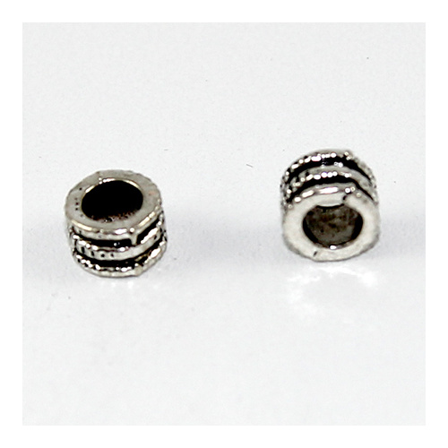 6mm Carved Tube Beads - Antique Silver
