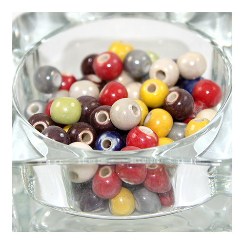 8mm Pearlized Handmade Porcelain Beads - Mixed Colour - Bag of 10