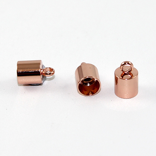 7mm Stainless Steel Cord End - Glue in - Rose Gold