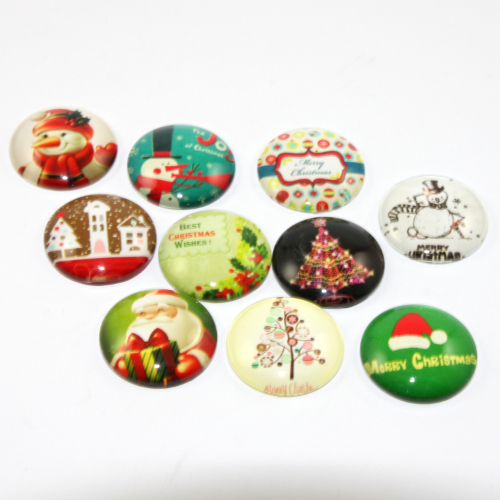 25mm Mixed Christmas Pattern Cabochon - Mixed Colours