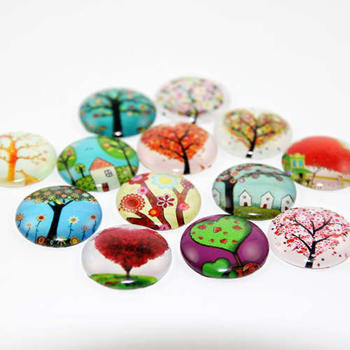25mm Tree of Life Cabochon - Mixed Pattern - Mixed Colours
