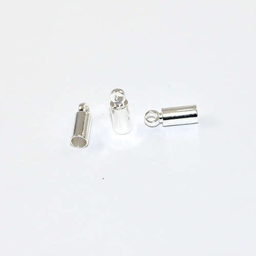 2.8mm Brass Cord End - Glue in - Silver
