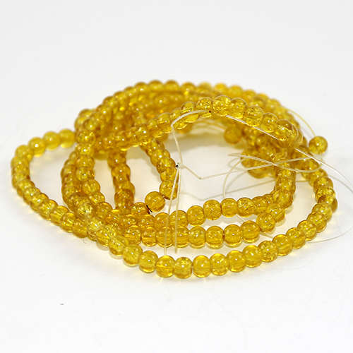 4mm Crackle Glass Beads - 78cm Strand  - Sunflower