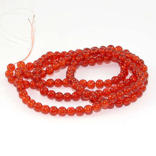 6mm Crackle Glass Beads - 78cm Strand  - Orange