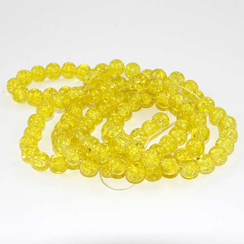 8mm Crackle Glass Beads - 78cm Strand  - Yellow
