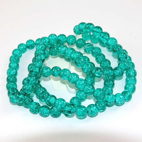 8mm Crackle Glass Beads - 78cm Strand  - Sea Green