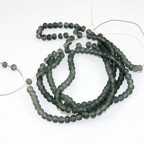 4mm Frosted Glass Beads - 78cm Strand - Grey