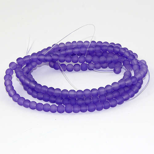 4mm Frosted Glass Beads - 78cm Strand - Lavender