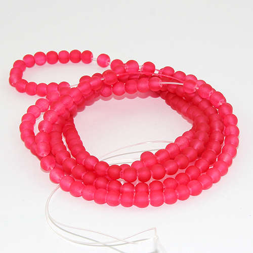 4mm Frosted Glass Beads - 78cm Strand - Red