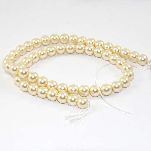 8mm Round Glass Pearls - 38cm Strand - Pale Yellow