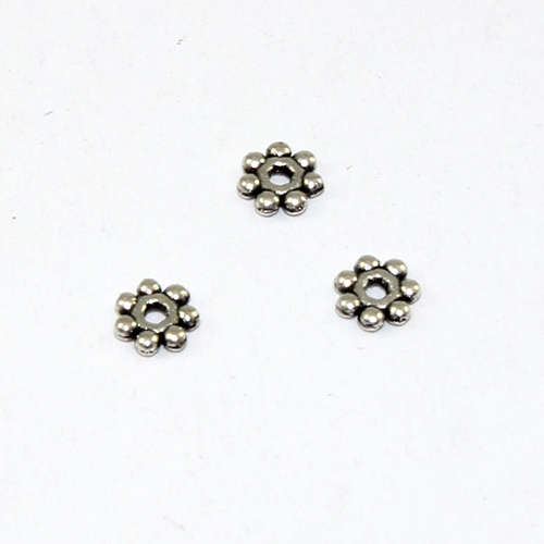 4mm Daisy Spacer Bead - Antique Silver