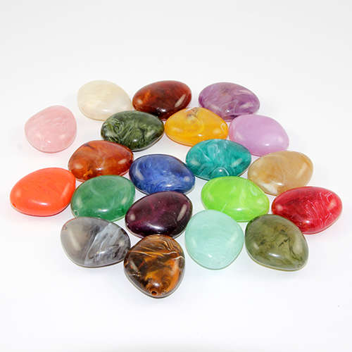37mm x 30mm Imitation Gemstone Oval - Mixed Colours - 4 Piece Bag