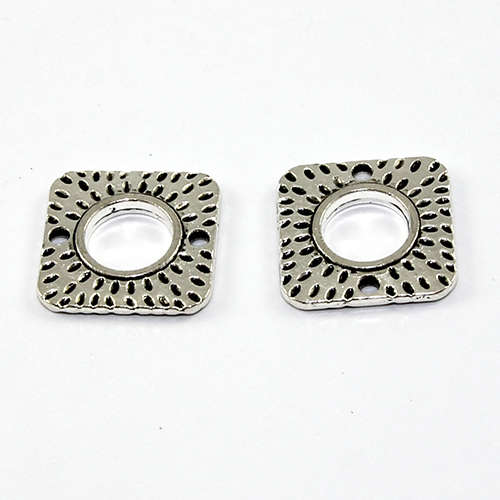 18mm Square Connector - Antique Silver