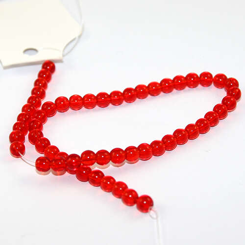 6mm Round Glass Beads - 78cm Strand - Red
