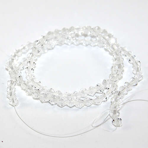 4mm Glass Bicone Beads - 45cm Strand - Clear