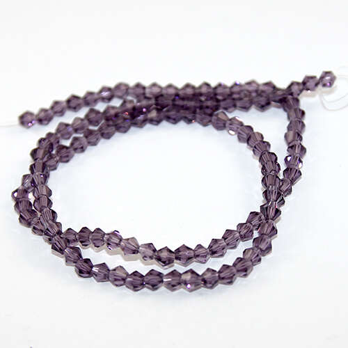 4mm Glass Bicone Beads - 45cm Strand - Purple