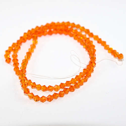 4mm Glass Bicone Beads - 45cm Strand - Orange