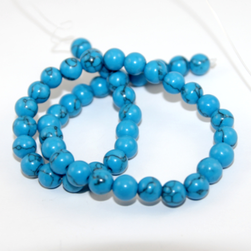8mm Howlite Round Beads - 37cm Strand - Blue