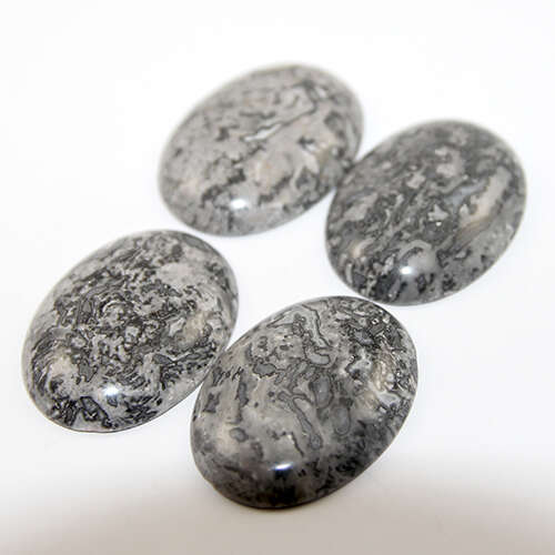 Natural Black Silk Stone/Netstone Cabochon - 40mm x 30mm