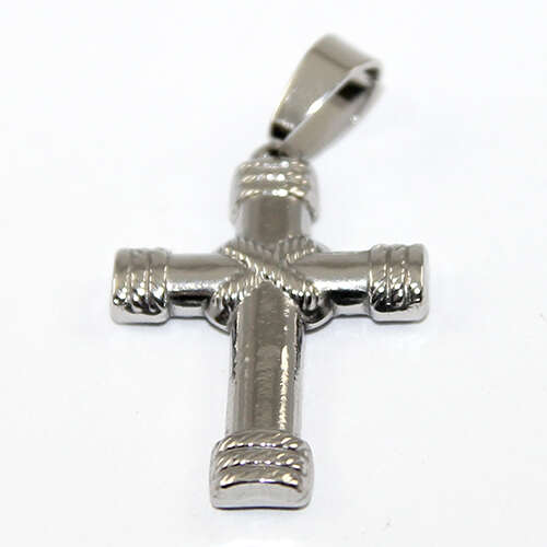 29.5mm x 20mm Rope Detail Stainless Steel Cross