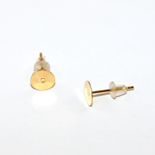 6mm Flat Pad Stud Earring - Pair - 304 Stainless Steel - Gold
