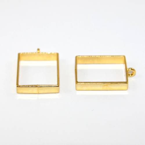 20mm x 29mm Rectangle Open Back Bezel Pendant - Gold