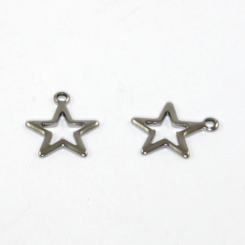 12mm Star Charm - 304 Stainless Steel - 2 Pieces