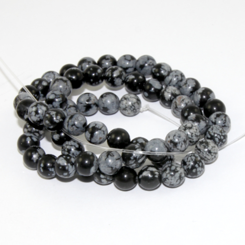 6mm Natural Snowflake Obsidian Beads 38cm Strand