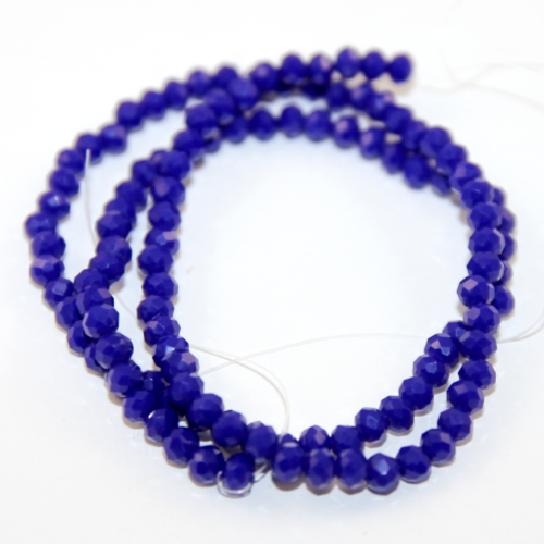 3mm x 4mm Opaque Glass Rondelle - 38cm Strand - Blue
