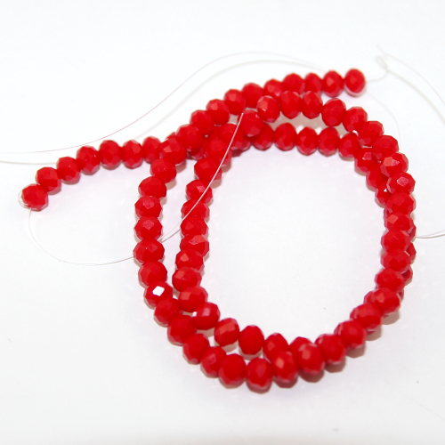 5mm x 6mm Opaque Glass Rondelle - 38cm Strand - Red