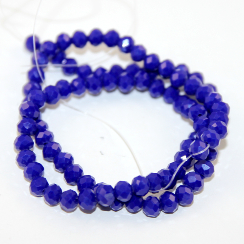 5mm x 6mm Opaque Glass Rondelle - 38cm Strand - Blue