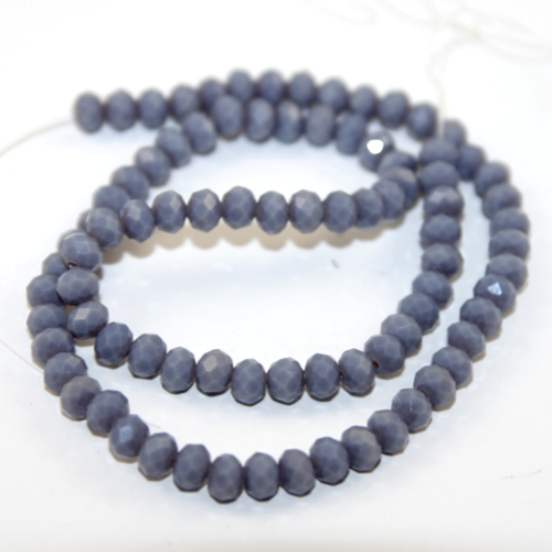 5mm x 6mm Opaque Glass Rondelle - 38cm Strand - Grey