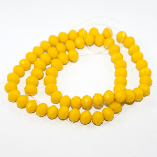 6mm x 8mm Opaque Glass Rondelle - 38cm Strand - Yellow